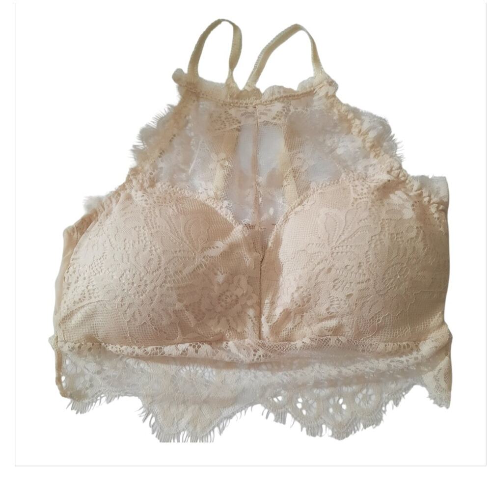 I Fashion Womens High Neck Padded Intricate Lace Detailing Bralette Size OS